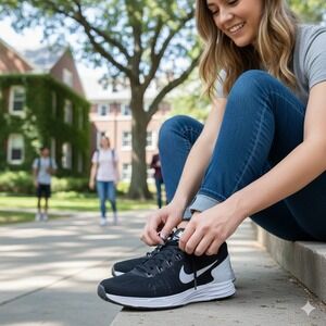Nike LunarGlide 6 Running Shoes Black‎ White 654434-001 Size Women's 10